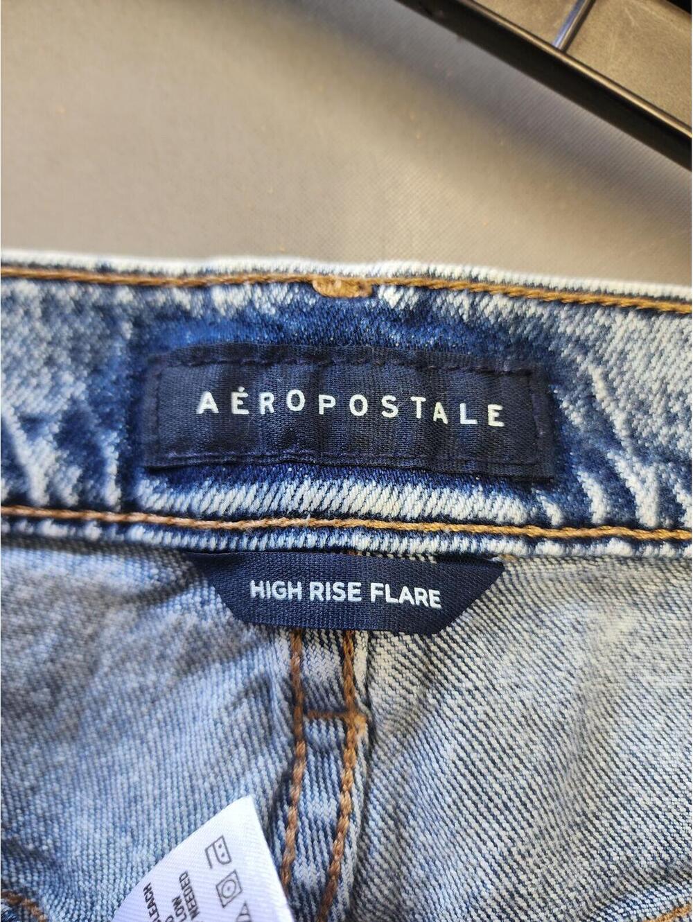 Aeropostale High Rise Flare Jeans Size 10R Light Wash Distressed